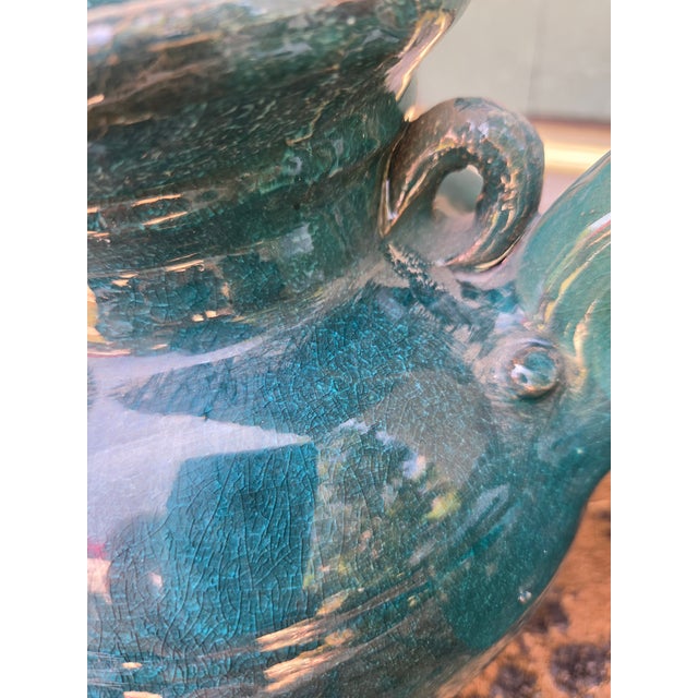 French Country Chinese Antique Green Vase, Pair For Sale - Image 3 of 6