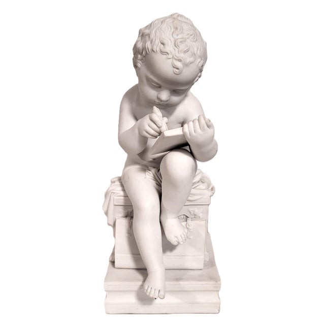 White Pair Antique French White Bisque Porcelain Putti Baby Cherubs Sculpture Figures For Sale - Image 8 of 18