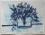 Abstract floral still life in blue a la Matisse, over a soft gray wash. Abstract flowers in indigo and sky blue in a...