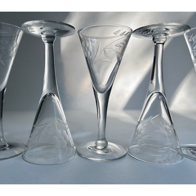 Vintage Duncan Etched Crystal Apertif Glasses by Avitra - Set of 6 For Sale - Image 13 of 18