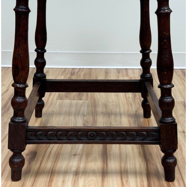 Antique English Carved Oak Side Table Circa 1900 For Sale - Image 12 of 14