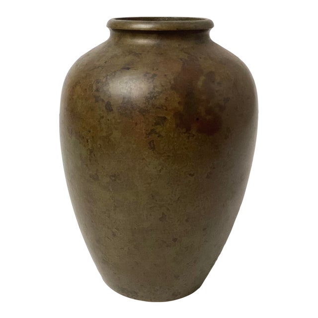 Antique Art Deco Japanese Bronze Patinated Vase For Sale