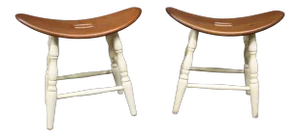 Country Style Dish Seat Counter Stools - a Pair