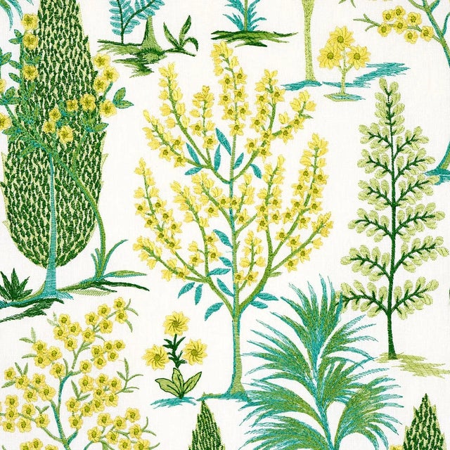 Traditional Sample - Schumacher Pandora Embroidery Fabric, Green For Sale - Image 3 of 6