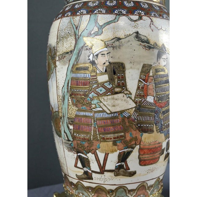 Late 19th Century Satsuma Porcelain and Bronze Oil Lamps, Japan, Set of 2 For Sale - Image 18 of 18