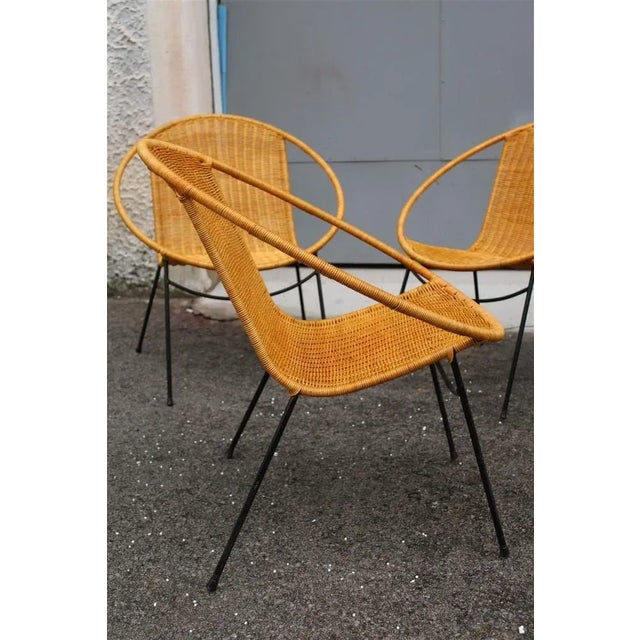 Black Garden Armchairs in Midollin & Metal Campo & Graffi Design attributed to Campo E Graffi, 1960s, Set of 4 For Sale - Image 8 of 12