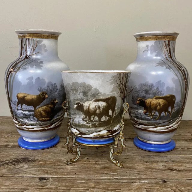 Antique Hand-Painted Opaline Vases - a Pair For Sale - Image 12 of 13