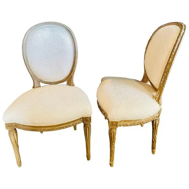 Jansen Distressed Sherpa Upholstered Side Chairs - a Pair For Sale - Image 10 of 10