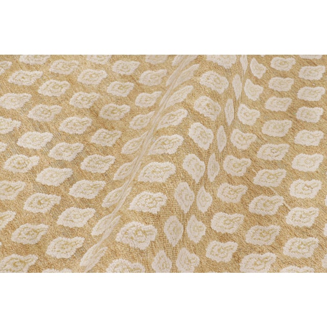Contemporary Rug & Kilim’s Modern Block Print Rug in Gold with Cream Floral Pattern - 6x9 For Sale - Image 3 of 7
