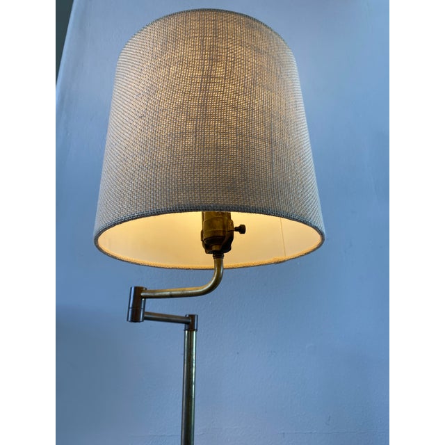 Gold Vintage Brass Swing-Arm Library/Reading Floor Lamp For Sale - Image 8 of 11