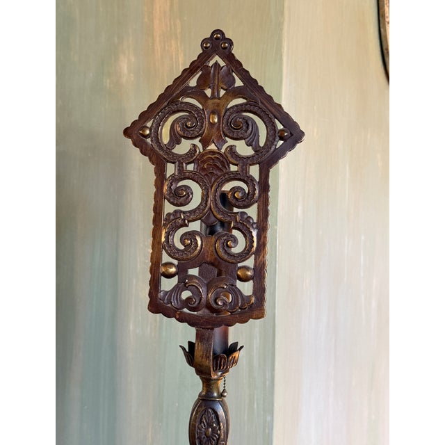 1920s Gothic Spanish Revival Torchieres Attributed to Oscar Bach For Sale - Image 5 of 10