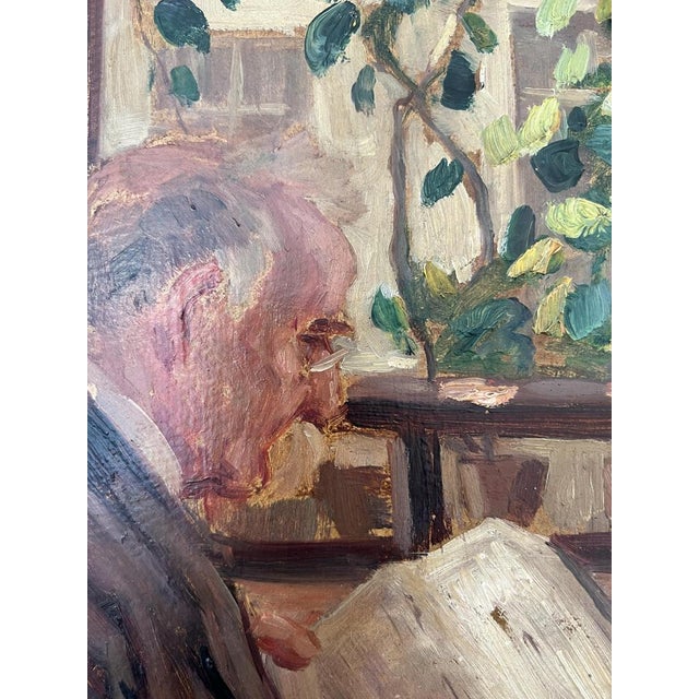 Lino Umberto Salini, Personnage lisant le Journal, 1919, Oil on Cardboard, Framed For Sale - Image 4 of 14