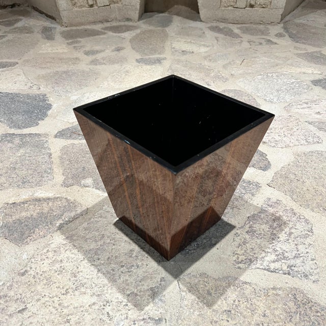 Mid-Century Modern 1970s MCM Walnut Wood Planter Box Jardiniere Waste Basket For Sale - Image 3 of 9