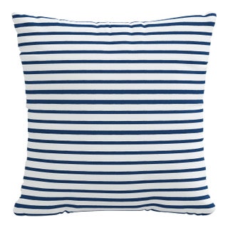 18" Indoor/Outdoor Pillow in Navy Nautical Stripe For Sale