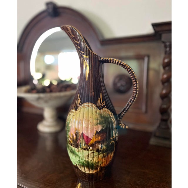 Vintage Hand-Painted Ceramic European Ewer For Sale - Image 9 of 9