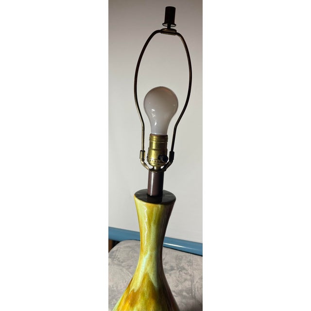 Jade 1960s Mid-Century Modern Royal Haegar Lamp With Etruscan Blue Green Lava Drip Glazed Finish & Three-Way Switch For Sale - Image 8 of 9