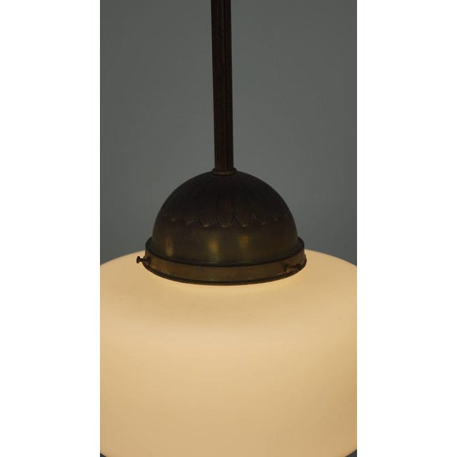 Metal Vintage Glass and Brass Pendant Lamp For Sale - Image 7 of 9