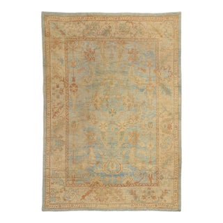 Vintage Azure Turkish Oushak Rug - 09'02 X 12'11 For Sale