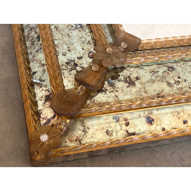 Glass 18th Century Venetian Square Mirror, Handmade and Hand Silvered For Sale - Image 7 of 9