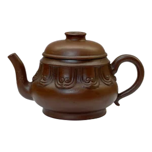 Chinese Handmade Yixing Zisha Clay Teapot With Artistic Accent
