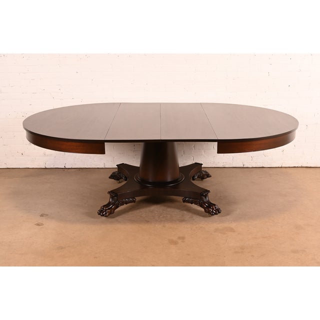 Wood R. J. Horner Style Antique Victorian Mahogany Pedestal Extension Dining Table With Lion Paw Feet, Newly Refinished For Sale - Image 7 of 14