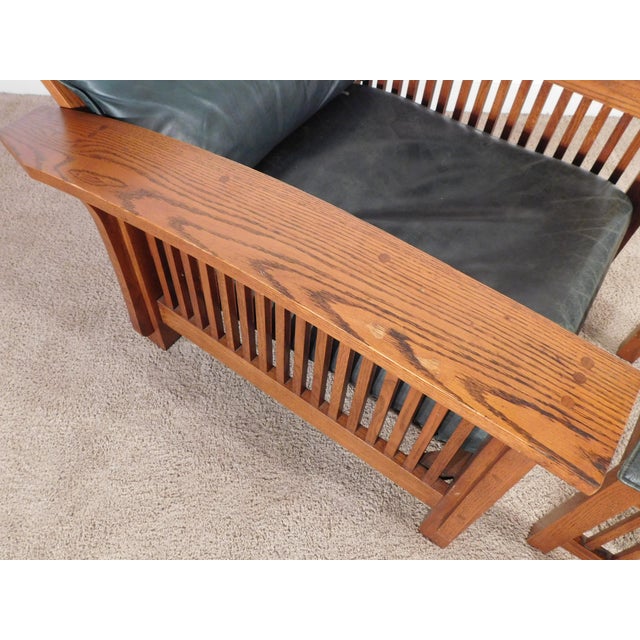 Kimball Kimball Antique Style Mission Prairie Arts & Crafts Oak Morris Chair & Ottoman For Sale - Image 4 of 18