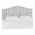 Full Camelback Headboard in Linen Leopard Ink with Pewter Nails For Sale