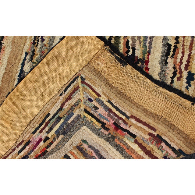 Textile American Hooked Rug With Variegated Design in Black, Brown and Taupe 2'4"x5'2" For Sale - Image 7 of 7