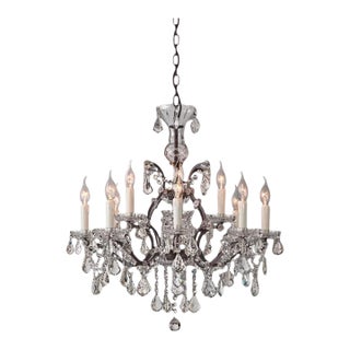 Restoration Hardware Rococo Iron & Crystal Round Chandelier For Sale
