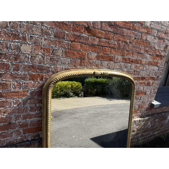 Large Antique Carved Wood and Gilt Arched Mirror For Sale - Image 4 of 6