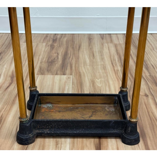 Vintage Chapman Swan Head Brass and Iron Umbrella Stand For Sale - Image 10 of 10
