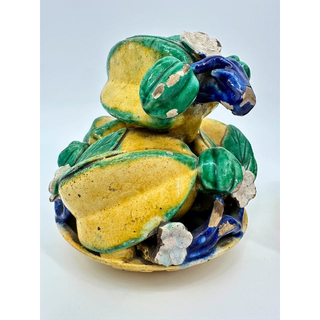 Mid 19th Century Ceramic Altar Fruit Qing Dynasty Chinese Pair For Sale - Image 5 of 12
