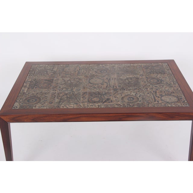 Brown Coffee Table by Nils Thorsson / Royal Copenhagen for Haslev Møbelsnedkeri, 1970s For Sale - Image 8 of 13