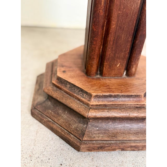 Wood Pair Antique French Tall Carved Oak Plant Stands For Sale - Image 7 of 11