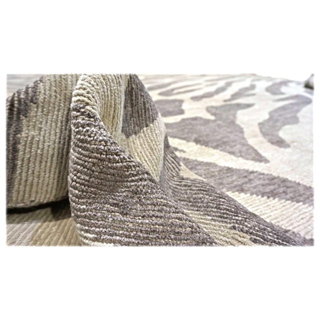 Nepalese Modern Wool & Silk 10X14 Gray & Brown Zebra Print Handmade Area Rug #1143856 For Sale In Houston - Image 6 of 6
