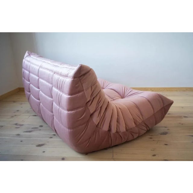 Set of Pink Pearl Velvet Togo 2- and 3-Seat Sofa by Michel Ducaroy for Ligne Roset For Sale - Image 9 of 14