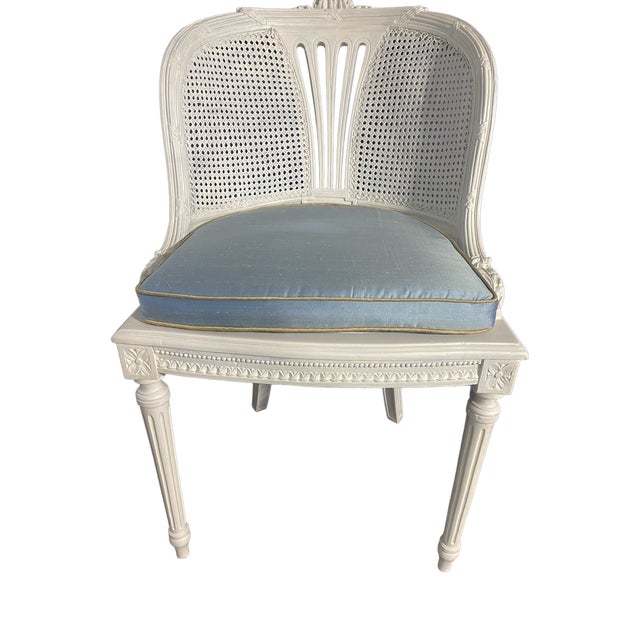 Old French Wood and Cane Side Chair | Chairish