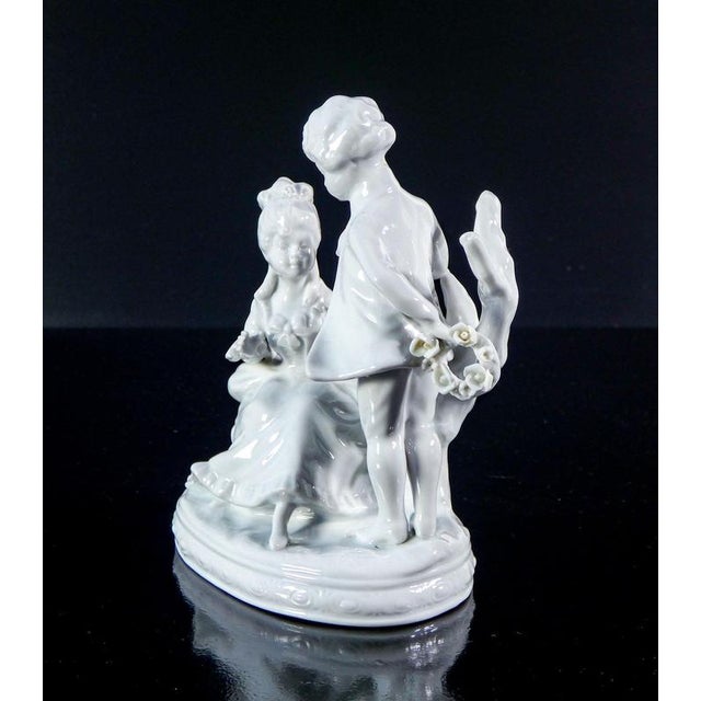 Porcelain Young Couple Sculpture from Capodimonte For Sale - Image 13 of 16