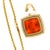 Vintage circa 1980s–1990s cocktail necklace features a GIA-certified 20.61-carat natural orange opal cushion cut, set in...