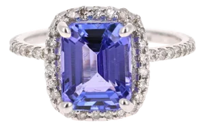 4.30 Carat Emerald Cut Tanzanite Diamond 14 Karat White Gold Engagement Ring, Size 7.25