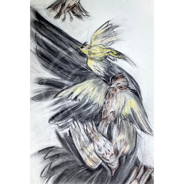 Original Charcoal and Pastel Drawing, Freedom Diptych For Sale - Image 4 of 6