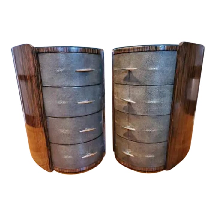 Contemporary Jonathan Charles Macassar and Anthracite Shagreen Oval