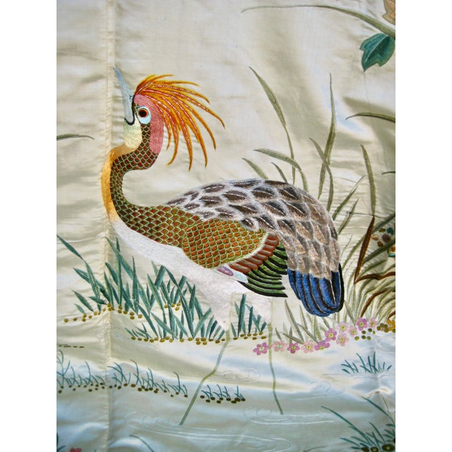 Beige Chinese Silk Embroidery Curtains 19 Century For Sale - Image 8 of 16