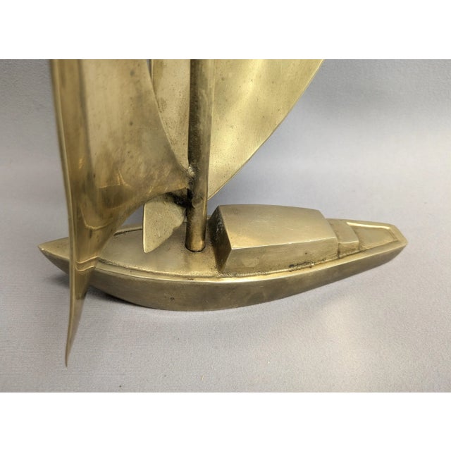 Large Vintage Brass Sailboat For Sale - Image 9 of 10