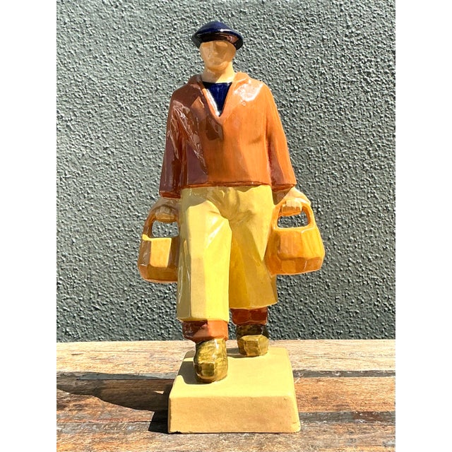 Vintage French Emile Just Bachelet for Henriot Ceramic Fisherman For Sale - Image 11 of 12