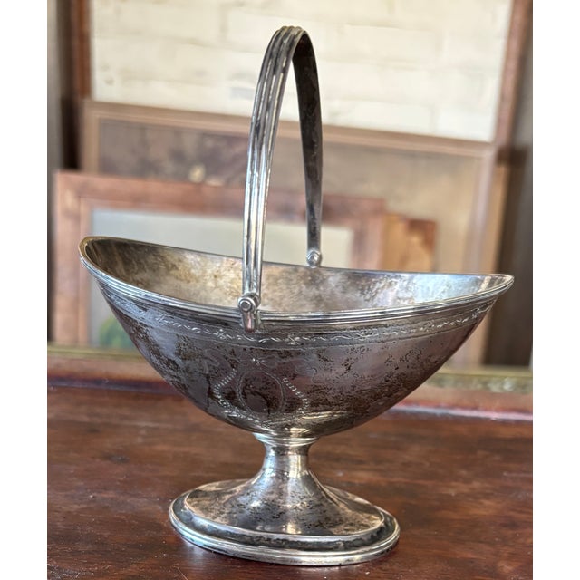 English Antique English Silver Plate Swing Handle Sugar Baskets - Collected Pair” Circia 1900” For Sale - Image 3 of 15