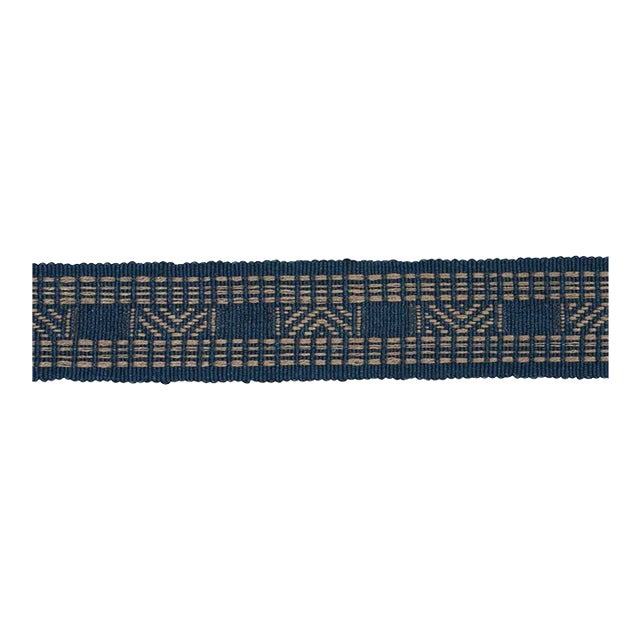 SAMPLE - Schumacher Nael Linen Cotton Tape In Indigo For Sale