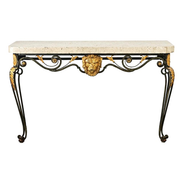 French 19th Century Parcel Gilt Wall-Mounting Iron Console For Sale