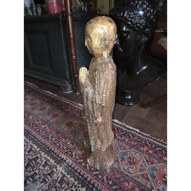 Metal Buddhist Diety Statue With Gilt Finish For Sale - Image 7 of 11