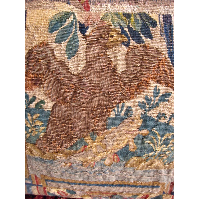 16th Century Pair of Tapestry Pillows a Dragon and an Fishing Eagle For Sale - Image 5 of 9